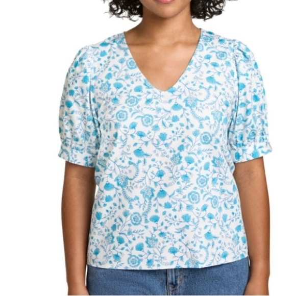 NWT Draper James VNeck puff sleeved top - Picture 1 of 7